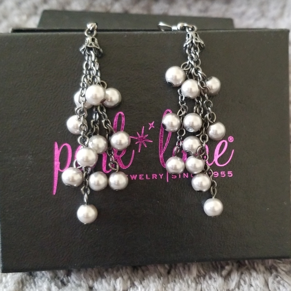 Dove Gray Pearl Chandelier Earrings by Park Lane